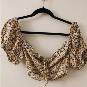 Puff Sleeve Floral Crop Top